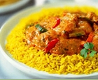 indian biryani--seasoned rice and fish
